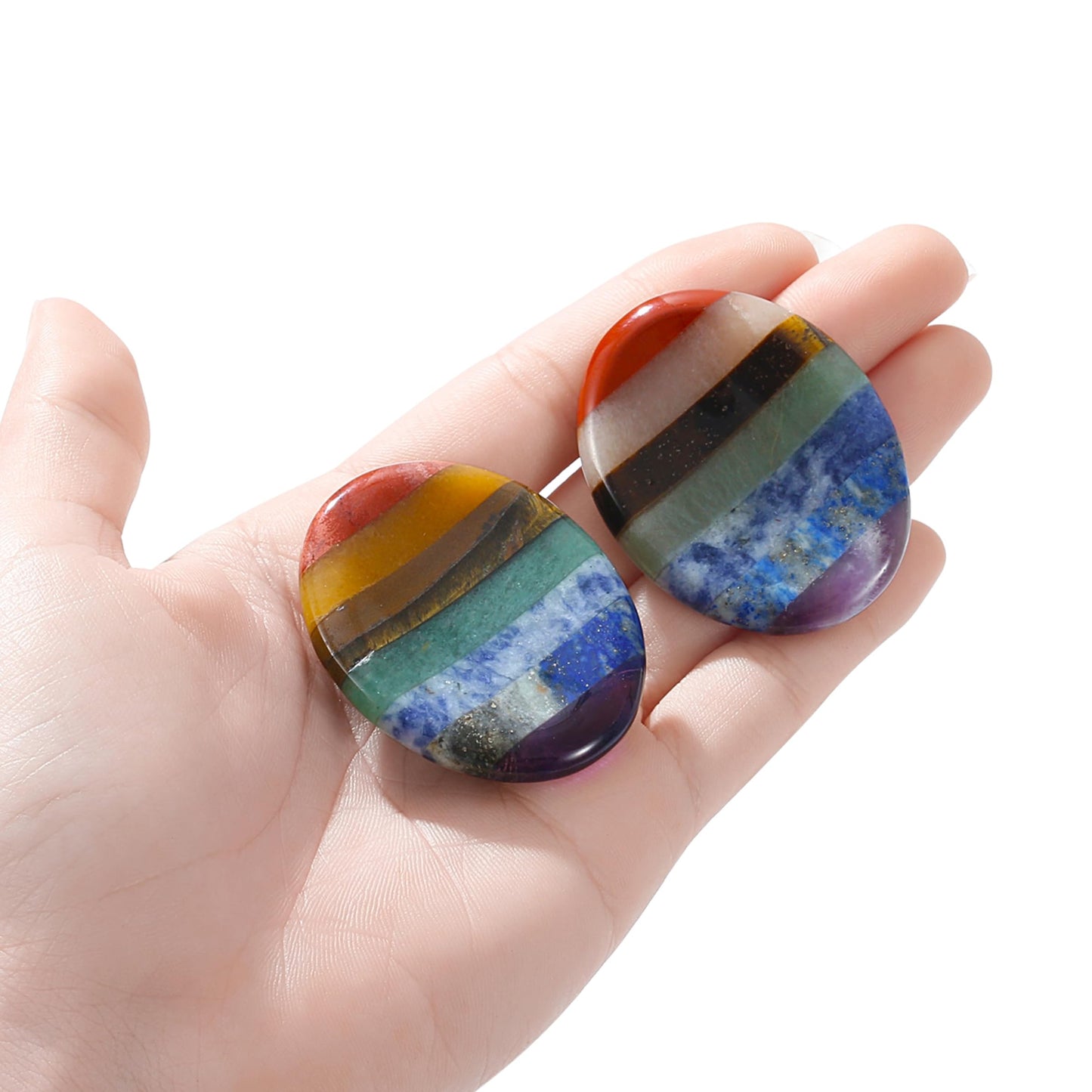 NUKAYAI Worry Stone Crystals and Healing Stones Anxiety Fidgets Natural Meditation Accessories 7 Chakra Thumb Sensory Mental Health Depression Stress Anxiety Relief Items Mother's Day Gifts for Women