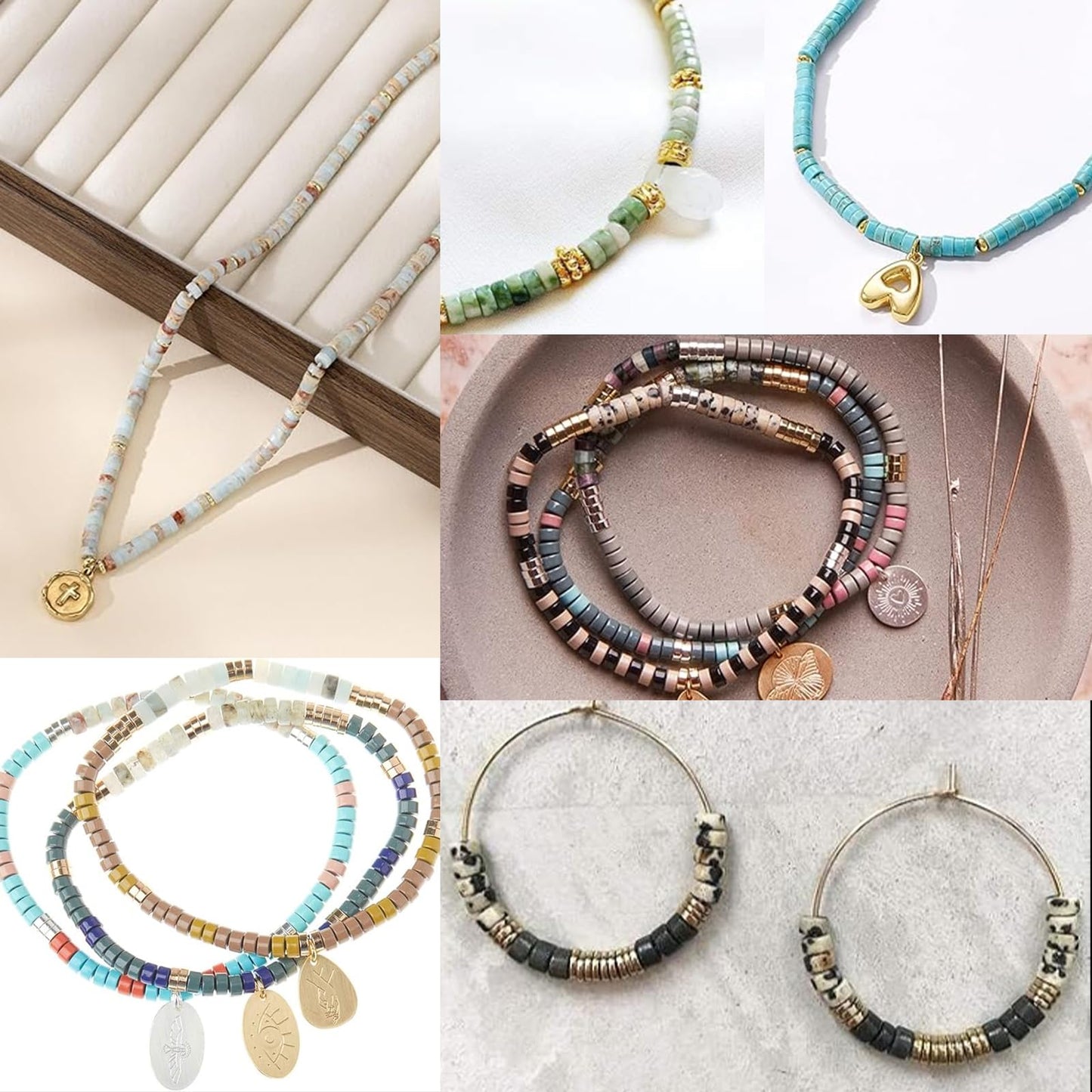 NITOPUPU 150Pcs 4×2mm Natural Gold Sandstone Spacer Stone Beads for Jewelry Making Supplies, Loose Semi Flat Round Gemstone Tube Beads for Bracelets DIY Crafts