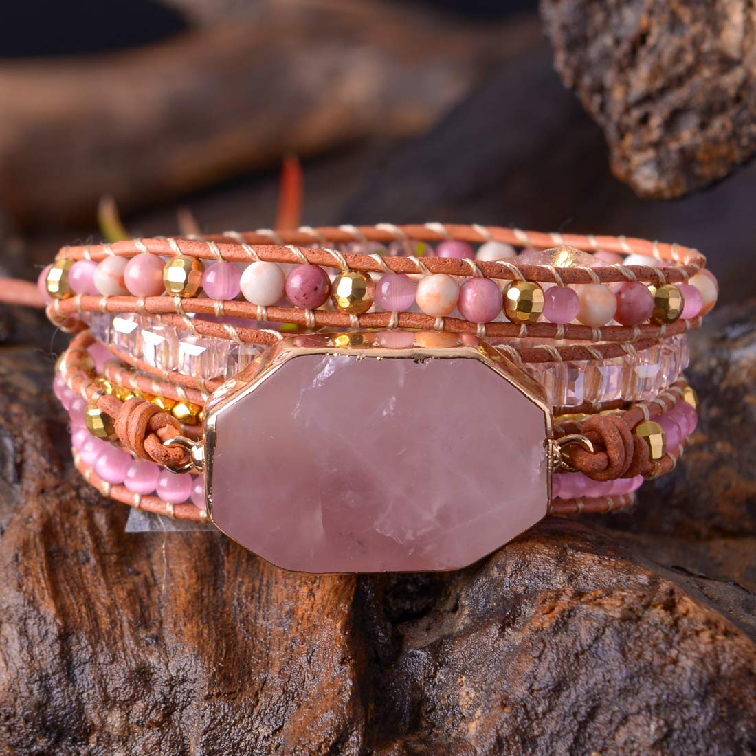 YGLINE Wrap Bracelet For Women Men,Multilayer Leather Boho Handmade Beaded Bracelets