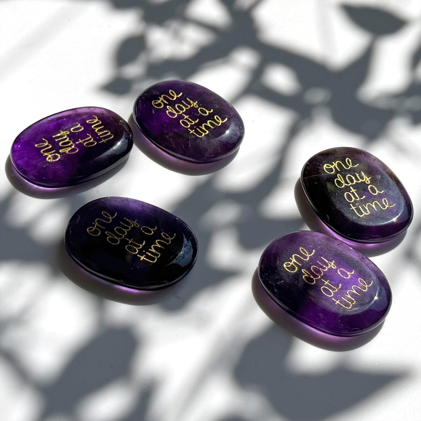SOLACIEL Nature Amethyst Healing Crystal One Day at A Time, Inspirational Thinking of You Gifts for Women Men