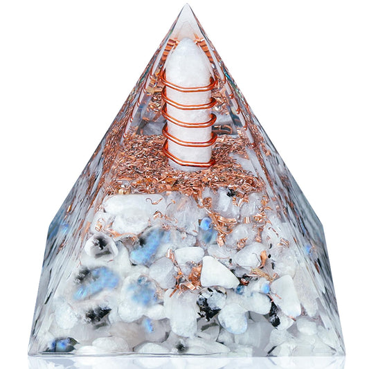 YATOJUZI 2.4" Healing Crystals Tower Moonstone Chakra Reiki Orgonite Gemstones for Attracts Positive Energy Success Suit for Meditation Accessories Birthday Gifts for Women Men