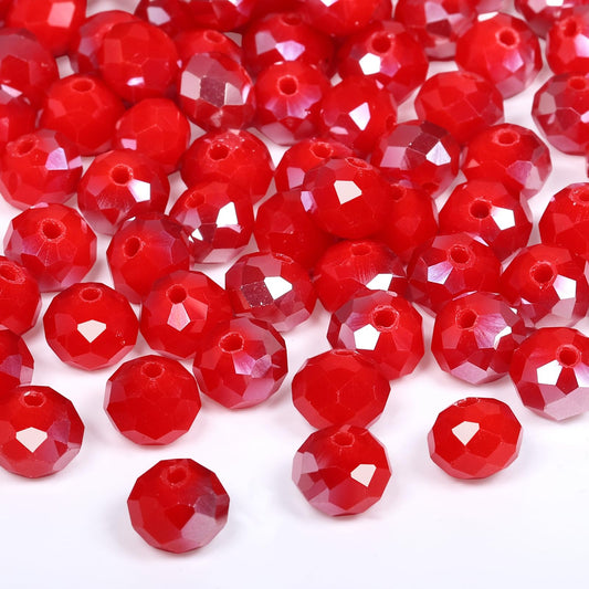NITOPUPU 500pcs 6mm Crystal Glass Beads for Jewelry Making Faceted Rondelle Flat Beads for Bracelets Necklace Earrings DIY Crafts (AB Red Jade Half-Plated Crystal Bead)
