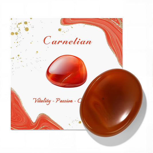 GolbalJew Carnelian Thumb Worry Stone for Anxiety Healing Crystals Sets, Hand Carved Crystals and Healing Stones, Meditation Crystal Reiki Natural Relax Palm Stone for Anxiety Therapy Relief