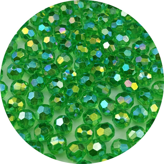 Pinhoollgo 1000pcs 6mm Acrylic Faceted Round Beads AB Colors Glossy Acrylic Beads Round Spacer Beads with Hole for DIY Bracelet Necklace Jewelry Making Supplies Handmade Craft(Green AB)