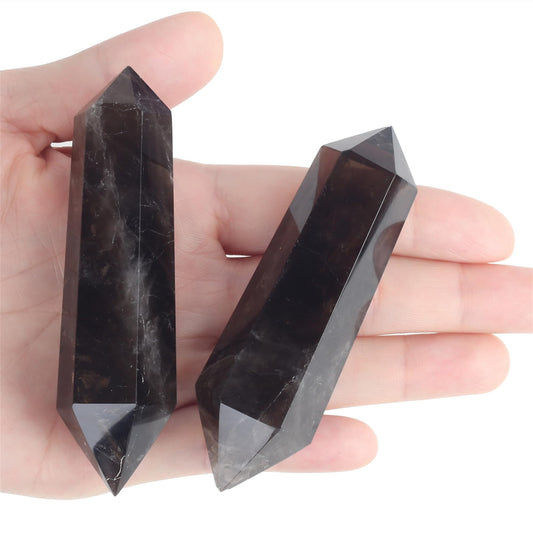 YATOJUZI 3.5" Healing Crystals Wand Smoky Quartz Hexagonal Crystal Points Natural Crystals and Healing Stones Large for Meditation Divination Reiki Energy Balancing 1PCS