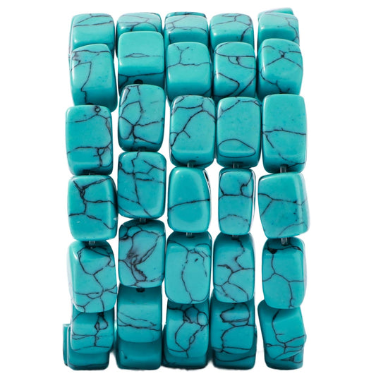 Natural Large Blue Turquoise Cube Stone Beads 8x11mm 38cm/str Loose Semi Gemstone Stone Square Beads for Making Bracelets Necklace