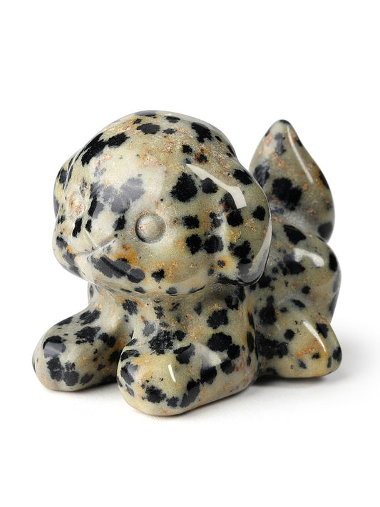 CrystalTears Dalmation Spot Jasper Crystal Dog Figurine, 1.5” Healing Gemstone Dogs Puppy Statue Ornament for Home Office Decor, Lucky Crystals Dogs Gifts for Gifts for Women Dog Lovers Men Christmas