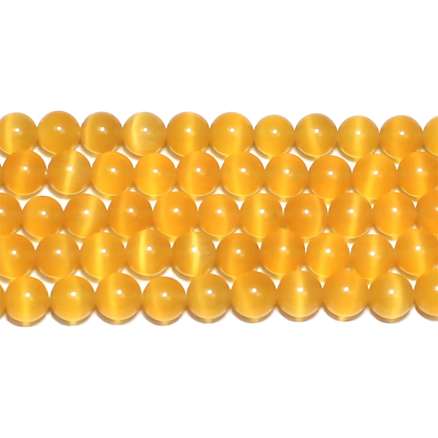 MJDCB 45pcs Golden Yellow Cat Eye Stone Beads 8mm Round Crystal Loose Bead for Jewelry Making DIY Bracelets Necklace Accessories