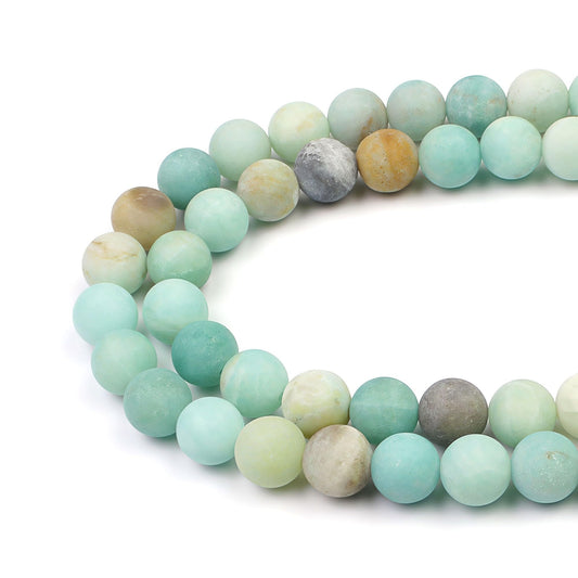 MJDCB Natural Matte Amazonite Round Loose Beads for Jewelry Making DIY Bracelet Necklace (10mm)