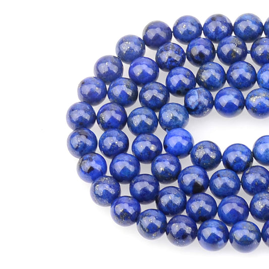LPBeads 100PCS 8mm Blue Lapis Gemstone Round Loose Beads for Jewelry Making with Crystal Stretch Cord