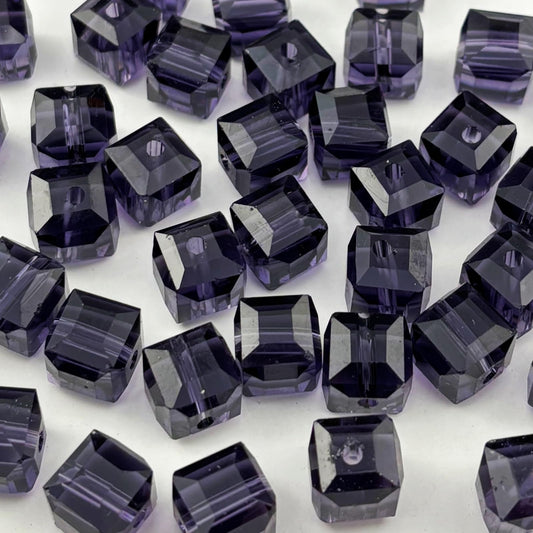 YUEXIGO 200pcs 4mm Cube Crystal Glass Beads for Jewelry Making Faceted Square Crystal Glass Bead Spacer Beads Loose Beads for Bracelet Earring Necklace DIY Craft(Violet)