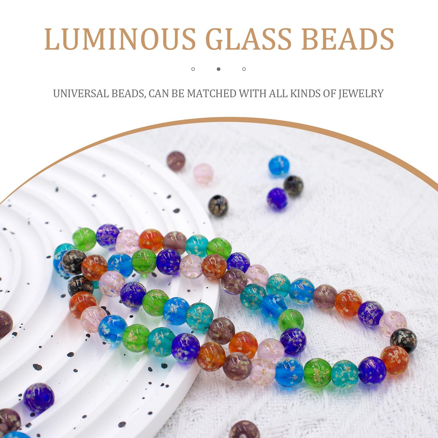 100Pcs Multicolor Glass Beads, 8mm Glow in The Dark Round Glass Beads for Jewelry Making, Earring Spacer Beads, DIY Crafts Bracelets Necklaces Earrings with 1.5~2mm Hole