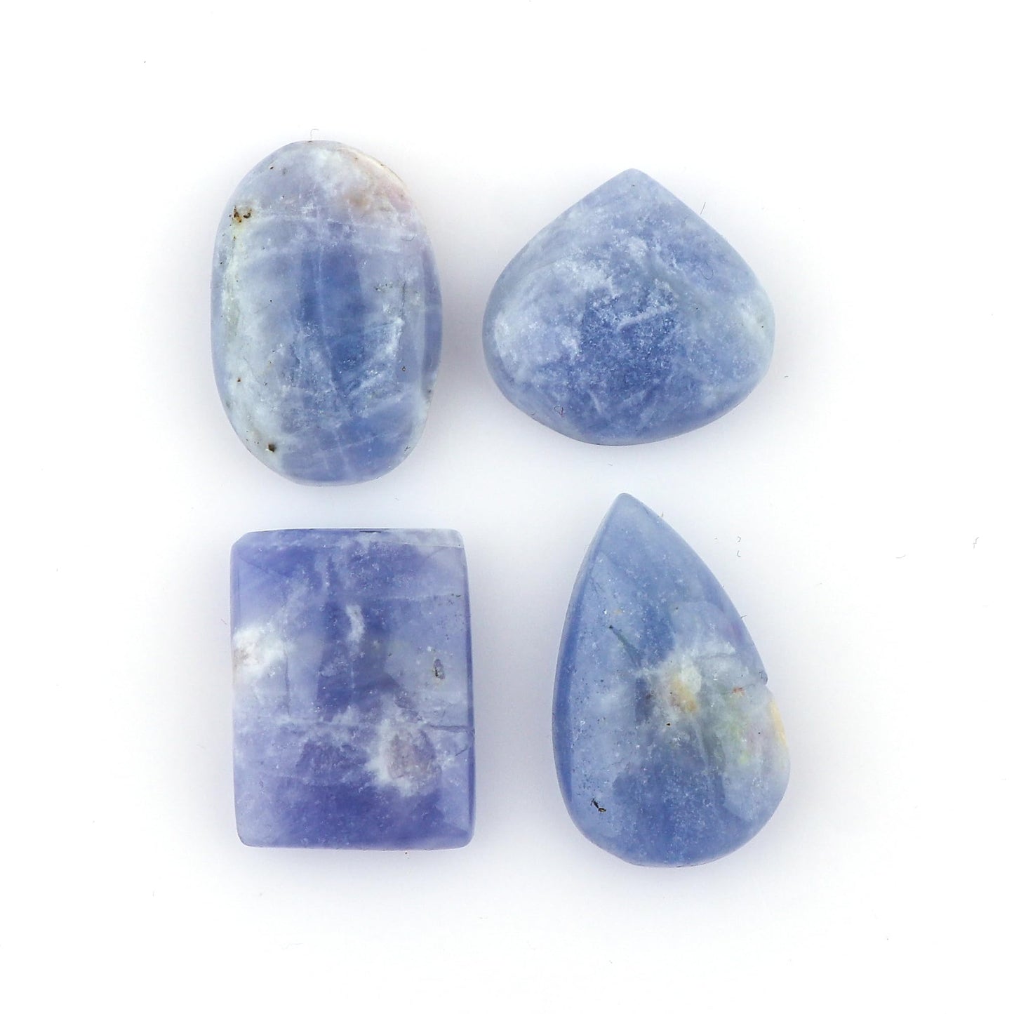 CRYSTALIS 4pcs Natural Purple Hackmanite, UV Reactive, Loose Gemstone, Wholesale Bulk Cabochons, Jewelry Making Supply, Chakra Healing Polished Stones, Wire Wrapping, DIY, Gem Collection, 14-18mm
