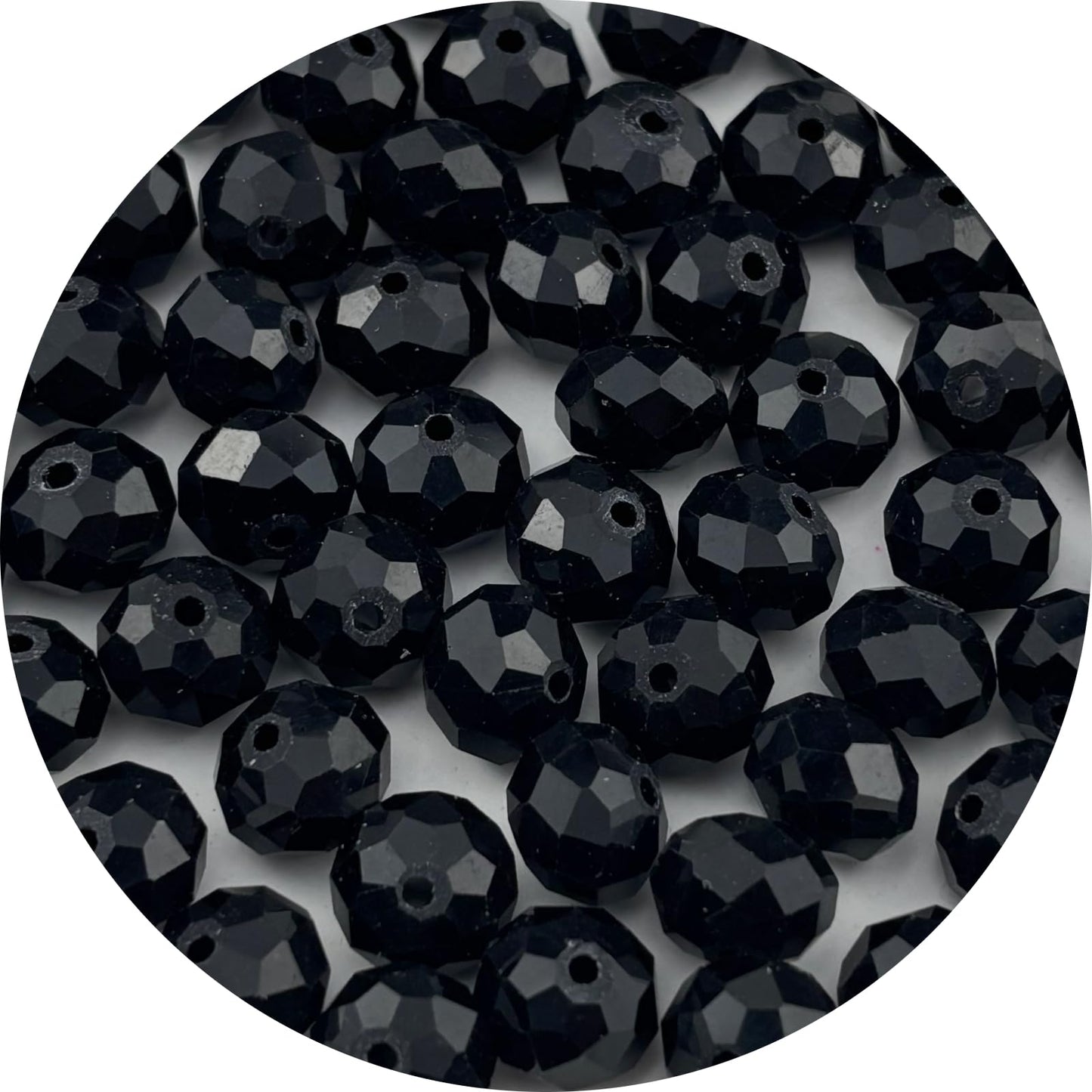 Pinhoollgo 60pcs 10mm Crystal Glass Beads Faceted Rondelle Glass Spacer Beads for Bracelets Necklace Pendants Earrings Key Chains Jewelry Making(Black)