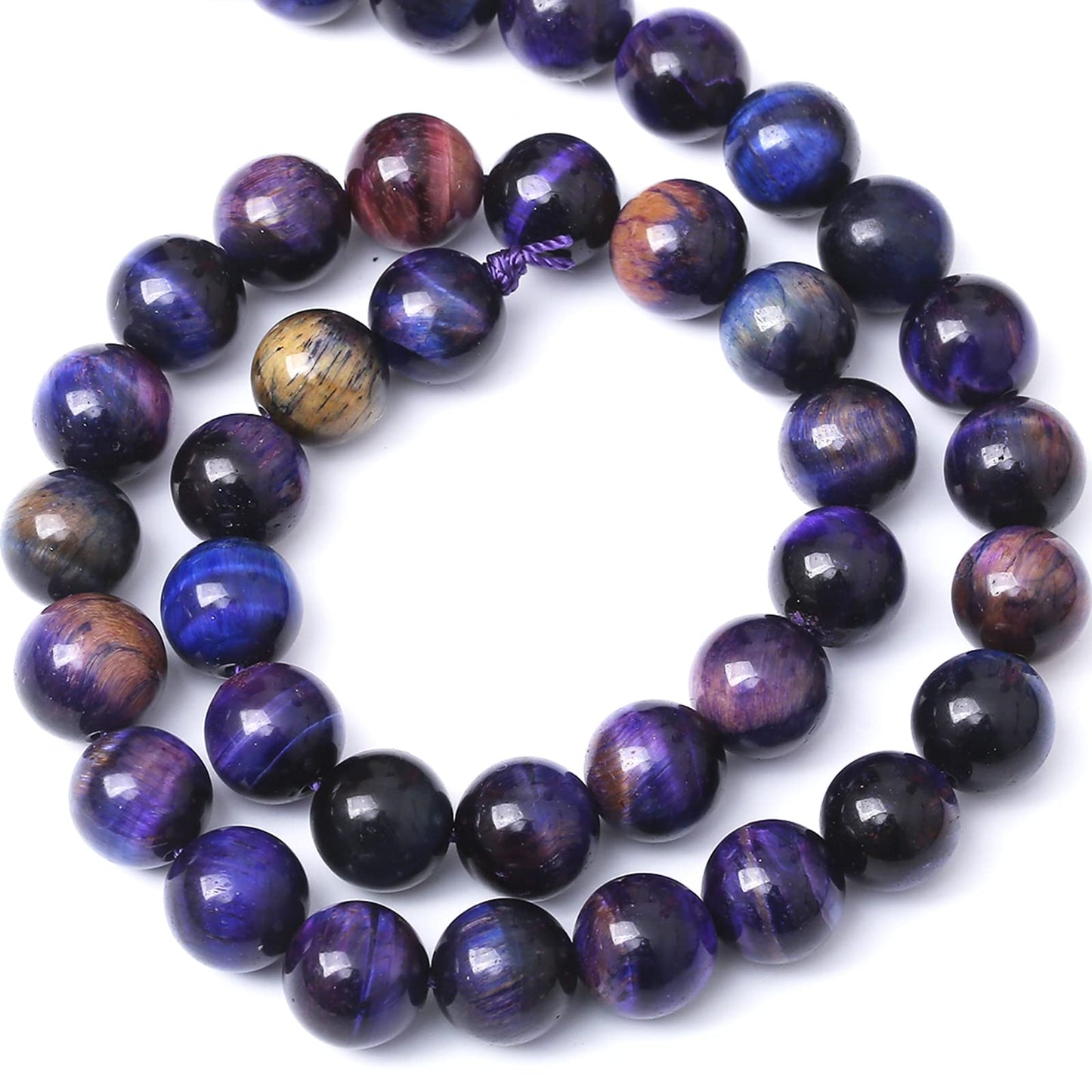 32PCS 12MM AAA Blue Purple Starry Sky Tiger Eye Stone Beads Natural Gemstone Bead Crystal Healing Energy Jewelry Making DIY 15 inches