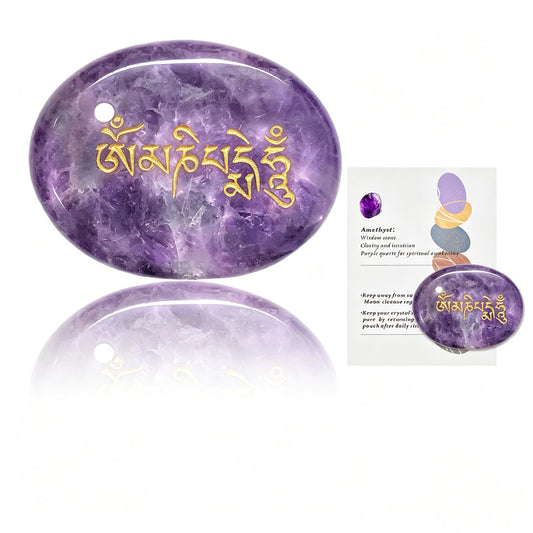 LONGDERY Thumb Worry Stone for Anxiety Amethyst Crystal Healing Crystals, Inspirational Gifts,Meditation Stone,Stones with Inspirational Words
