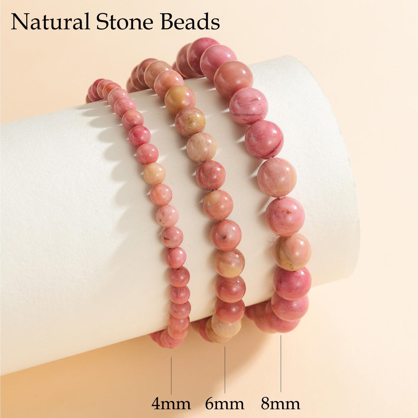 Udolfly Womens Crystal Beaded Bracelets for Women Men Protective Energy Bracelet Natural Gemstone Bead Bracelet 4mm Rhodochrosite