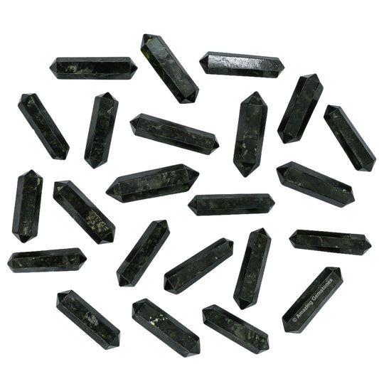 Amazing Gemstone Nuummite Crystal Points Bulk Healing Crystals & Stones - Pack of 3 Double Terminated Healing W& Point Bulk Crystals for Crafts, Crystal Grid, DIY Work - Premium Crystals