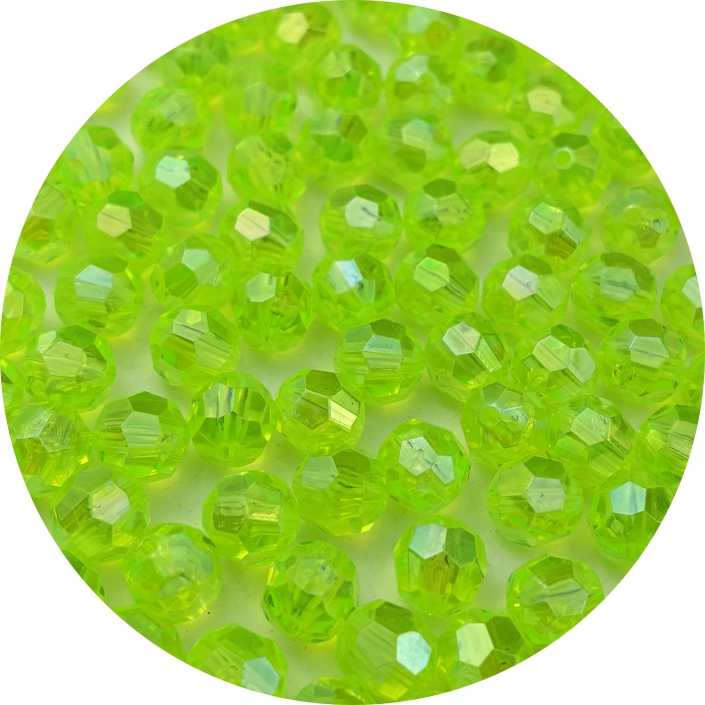 Pinhoollgo 300pcs 8mm Acrylic Faceted Round Beads AB Colors Glossy Acrylic Beads Round Spacer Beads with Hole for DIY Bracelet Necklace Jewelry Making Supplies Handmade Craft(Fluorescent Green AB)
