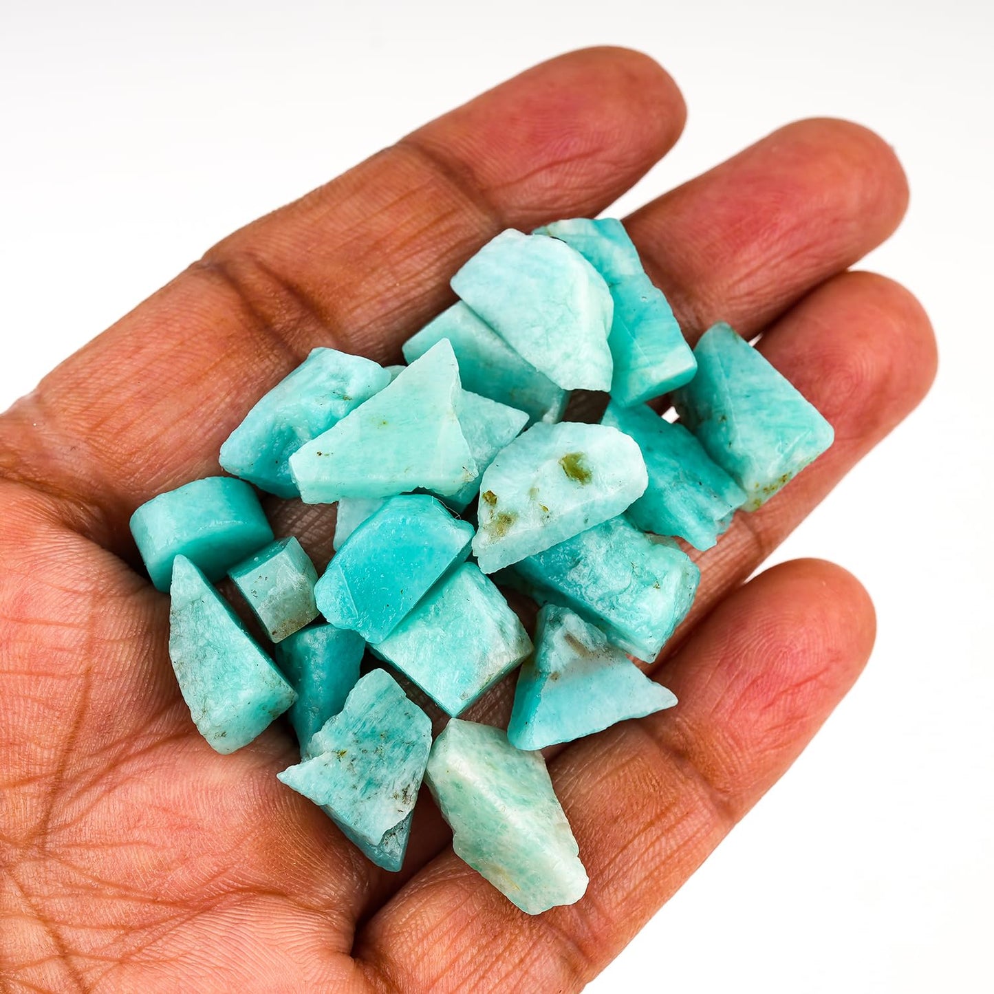ColouredRocks 100 carats Green Amazonite Crystals, Raw Stones, Rough Gemstones, Jewelry Making Supply, Cabbing, Polishing, Cutting, DIY, Crafts (20pcs) (8-12mm)