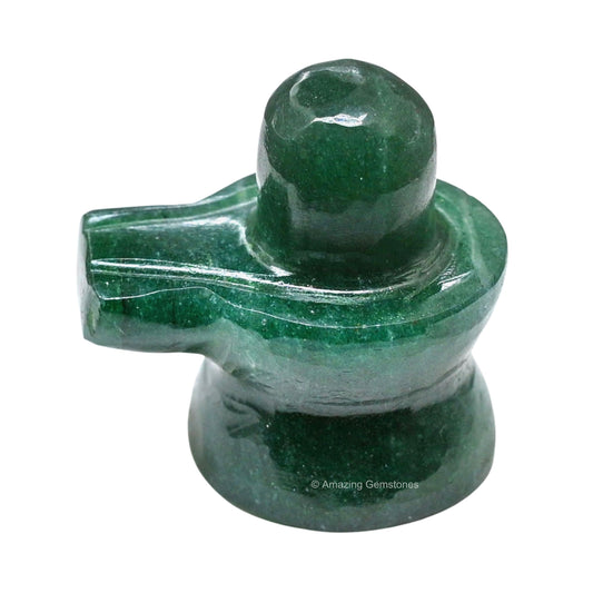 Amazing Gemstone Shiva Lingam Stone Green Aventurine Crystal - Shivling for Pooja, Home Office Room Decor made of Healing Crystals and Healing Stones - Adiyogi Shiva Lingams