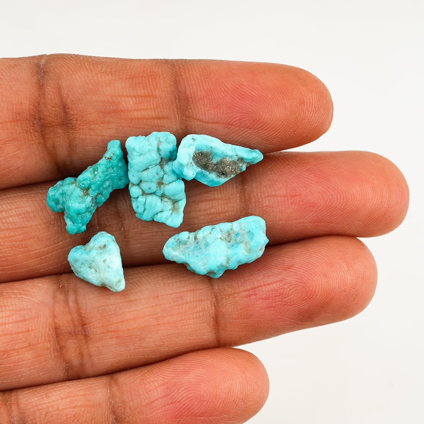CRYSTALINES 5pcs AAA Grade Wholesale Genuine Raw Organic Turquoise Gemstone, Assorted Rough Tiny Stone, Bulk Loose Supplies, DIY Crafts-Jewelry Making, Healing Crystals, Gem Collection