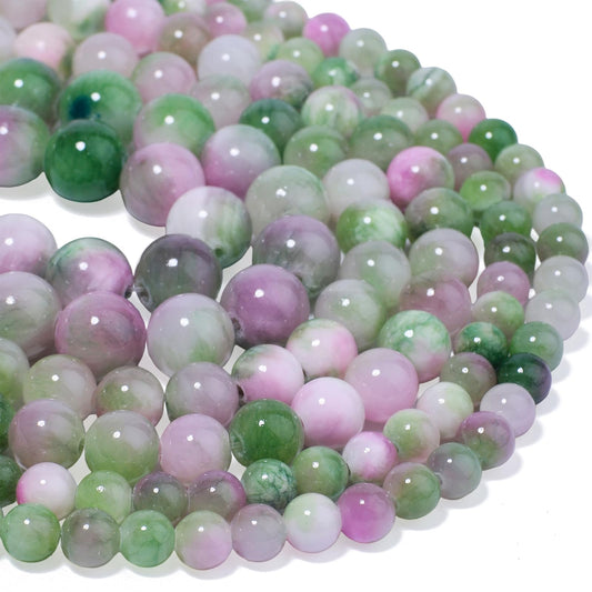 Yochus 60pcs 6mm Pink &Green Persian Jade Energy Healing Round Bulk Gemstone Beads for Jewelry Making Bracelet Necklace Earring DIY