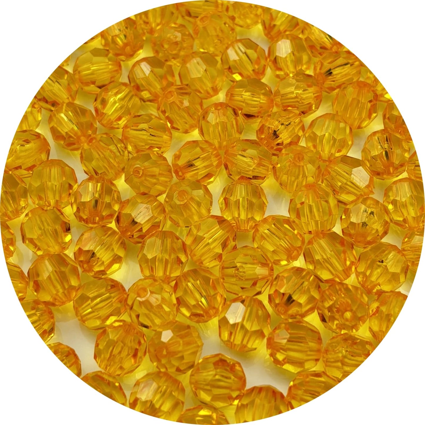 YUEXIGO 1000pcs 6mm Acrylic Round Faceted Beads for Crafts Faceted Spacer Beads for Sewing Crafts Decoration Necklaces Bracelets Earrings Jewelry Making(Gold Yellow)