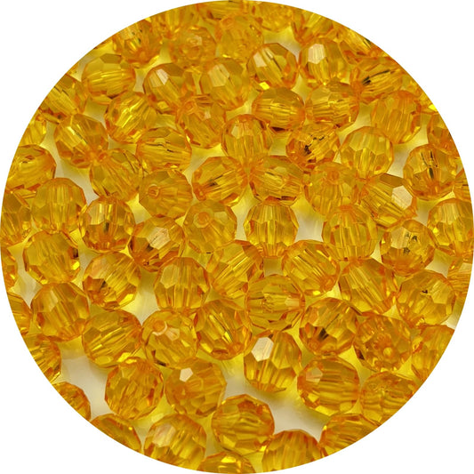 YUEXIGO 200pcs 10mm Acrylic Round Faceted Beads for Crafts Faceted Spacer Beads for Sewing Crafts Decoration Necklaces Bracelets Earrings Jewelry Making(Gold Yellow)