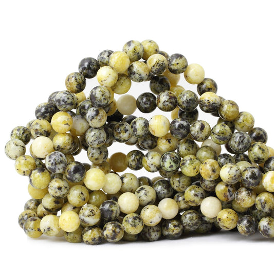 CHEAVIAN 45PCS 8mm Natural Yellow Turquoise Gemstone Round Loose Beads Stone Beads for Jewelry Making DIY Materials 1 Strand 15"