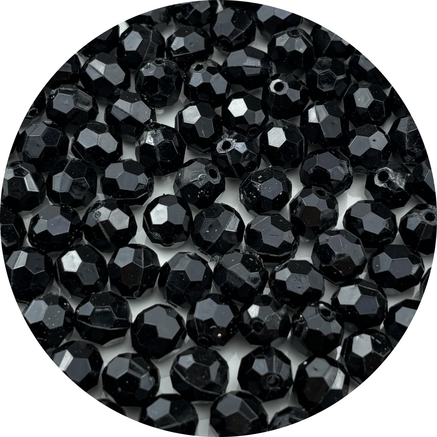 YUEXIGO 400pcs 8mm Acrylic Round Faceted Beads for Crafts Faceted Spacer Beads for Sewing Crafts Decoration Necklaces Bracelets Earrings Jewelry Making(Black)