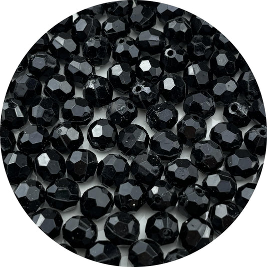 YUEXIGO 100pcs 12mm Acrylic Round Faceted Beads for Crafts Faceted Spacer Beads for Sewing Crafts Decoration Necklaces Bracelets Earrings Jewelry Making(Black)