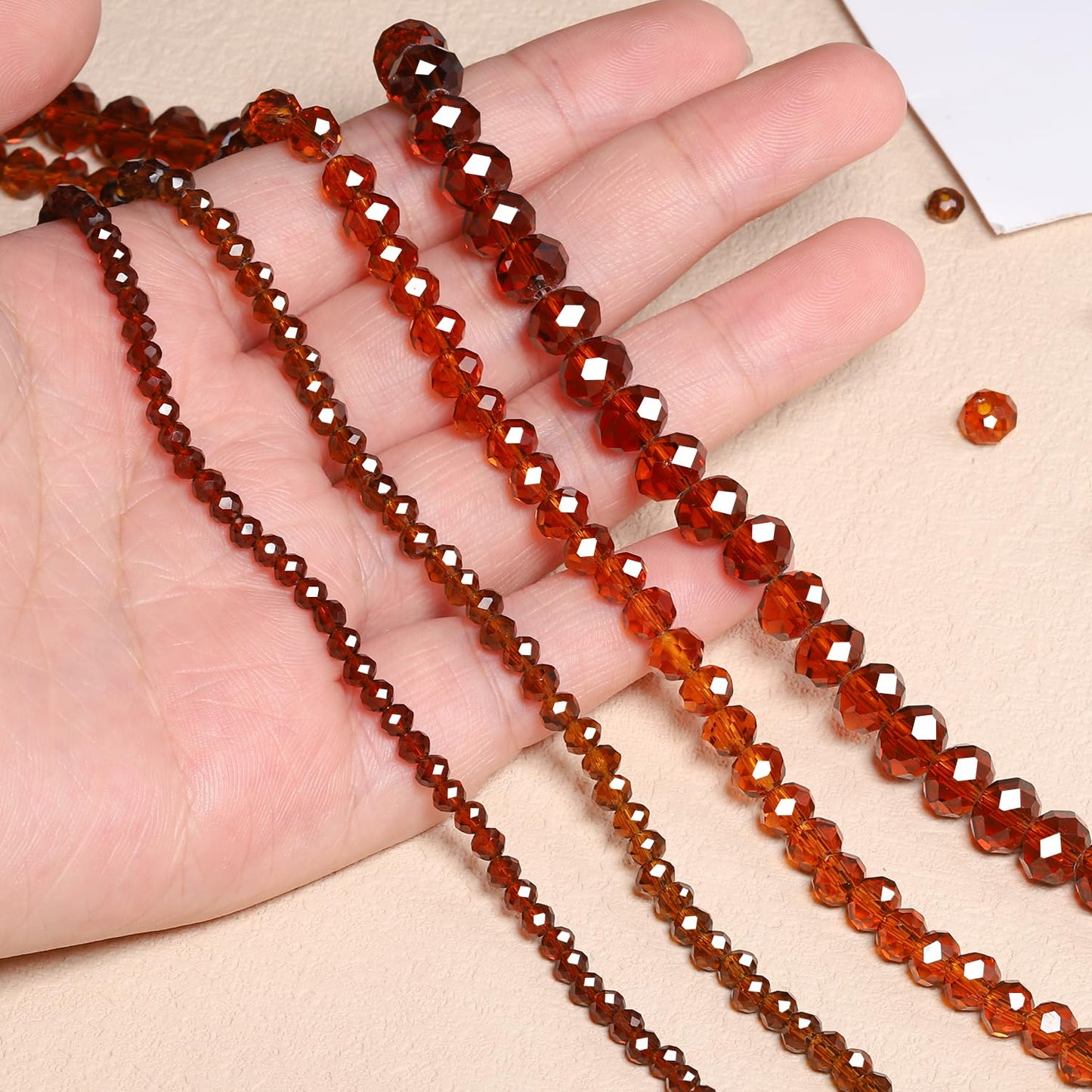 NITOPUPU 500pcs 6mm Crystal Glass Beads for Jewelry Making Faceted Rondelle Flat Beads for Bracelets Necklace Earrings DIY Crafts (Dark Amber Jade Crystal Bead)