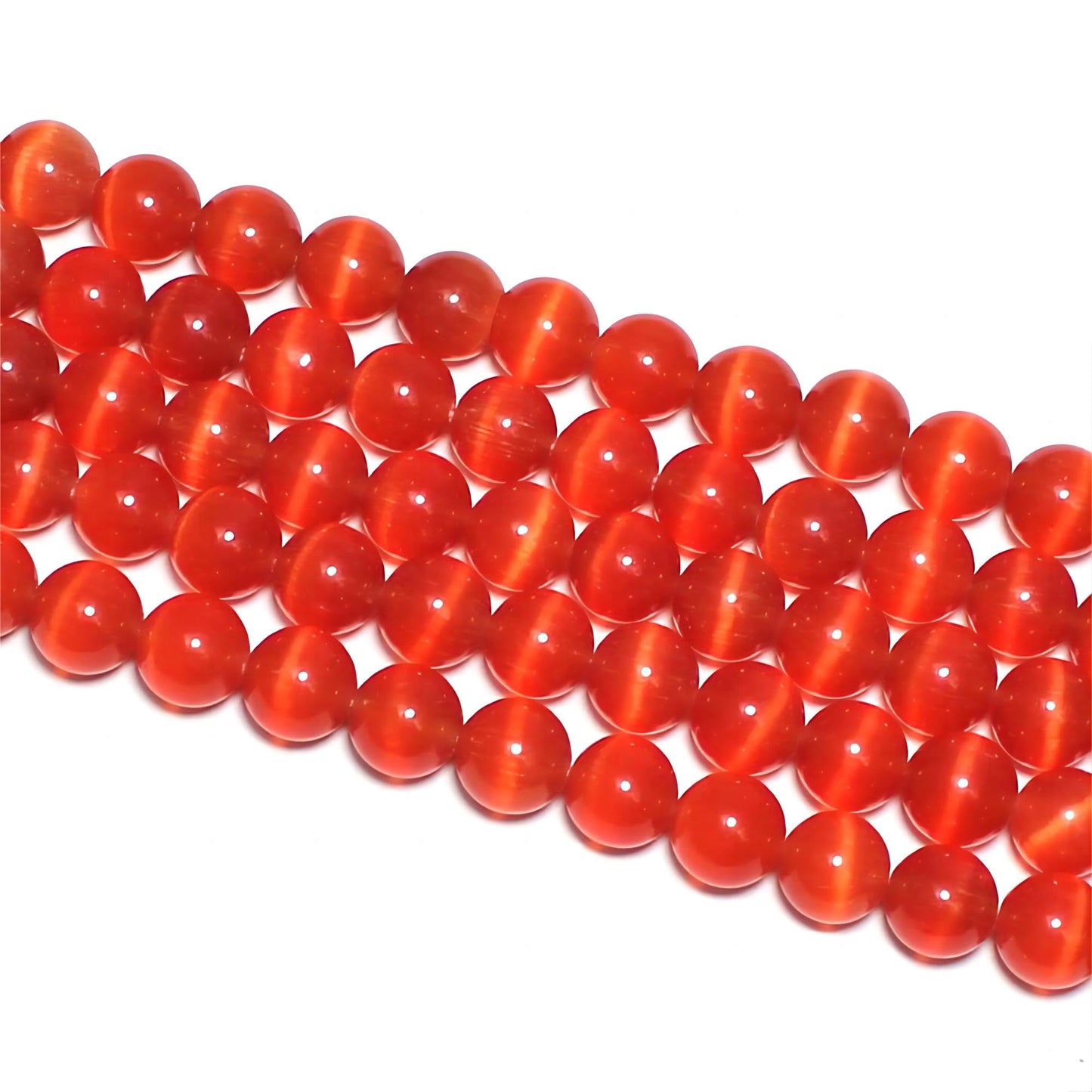 MJDCB 45pcs Red Cat Eye Stone Beads 8mm Round Crystal Loose Bead for Jewelry Making DIY Bracelets Necklace Accessories
