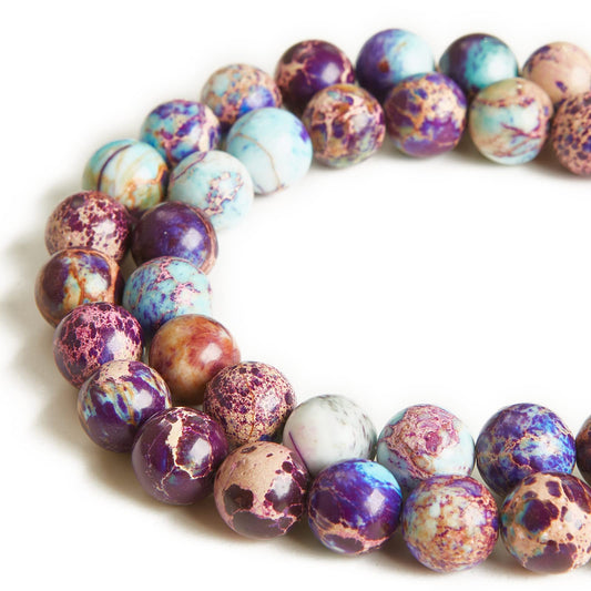 60pcs 6mm Colorful Imperial Jasper Beads Natural Gemstone Beads Round Loose Beads for Jewelry Making