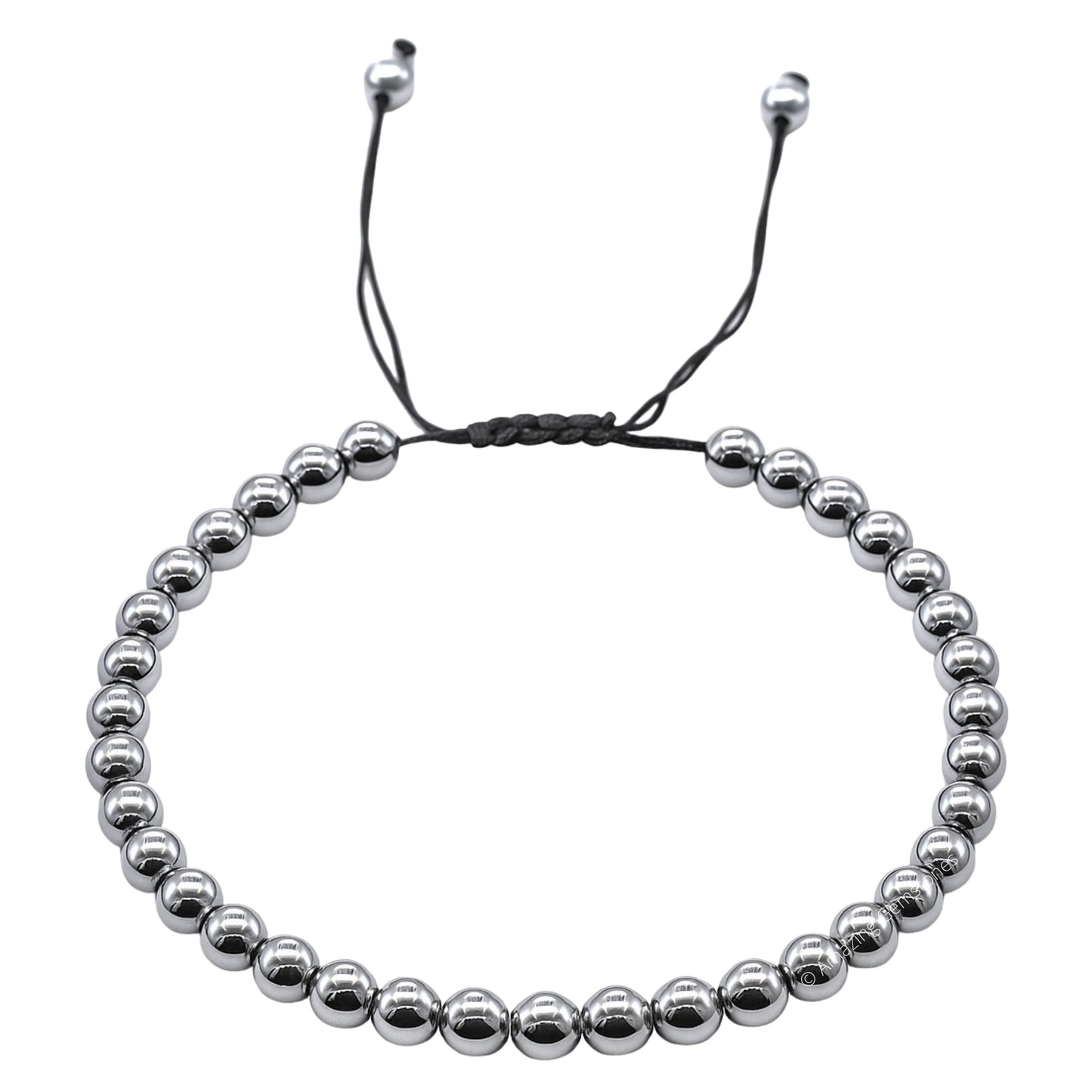 Amazing Gemstone Silver Hematite Anklet Ankle Bracelets for Women - Waterproof Beaded Healing Crystal Anklets, Plus Size Chakra Gemstone Bead Anklet (Stretchy Adjustable - Plain)