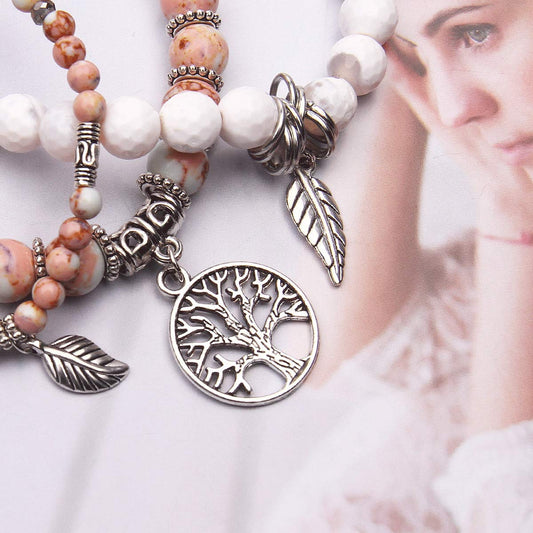 Jardme Healing Crystal Bracelets for Women, 8mm Beaded Natural Stone Stretch Chakra Bracelets Tree of Life Bracelet Jewelry Gifts for Women