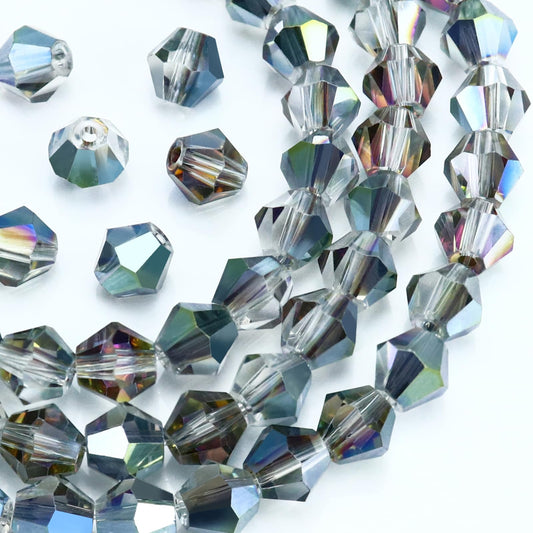 Dowarm 250PCS 6MM Faceted Bicone Crystal Beads for Crafts, Jewelry Making, DIY Bracelet, Necklace, Dolls, Wine Charms, Wind Chimes, Suncatchers, Loose Spacer Glass Beads, Plated Rose Red