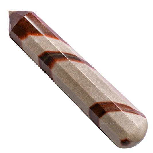 Amazing Gemstone Narmada Shiva Lingam Crystal Wand Massage Stick - Pelvic Wand Gua Sha for Adults - Crystals and Healing Stones Massage Wands for Adults Gifts (Pointed)