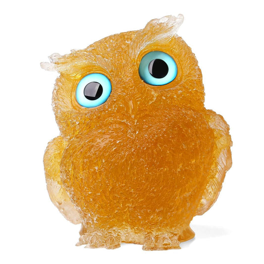 LAIDANLA 2.4" Citrine Owl Figurine Natural Healing Crystal Cute Owl Animal Statue Pocket Sculpture Reiki Spiritual Energy Gemstone Home Office Room Desk Decor Gifts