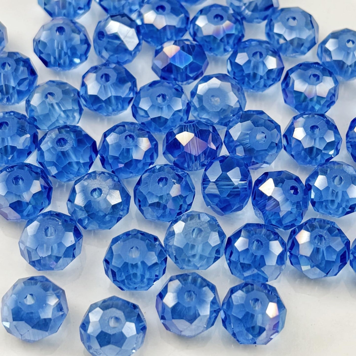 YHYPOCI 100pcs 8mm Crystal Glass Beads for Crafts Faceted Rondelle Glass Beads for Jewelry Making Crystal Spacer Beads for Necklaces Bracelets Earrings DIY Craft(Light Blue AB)