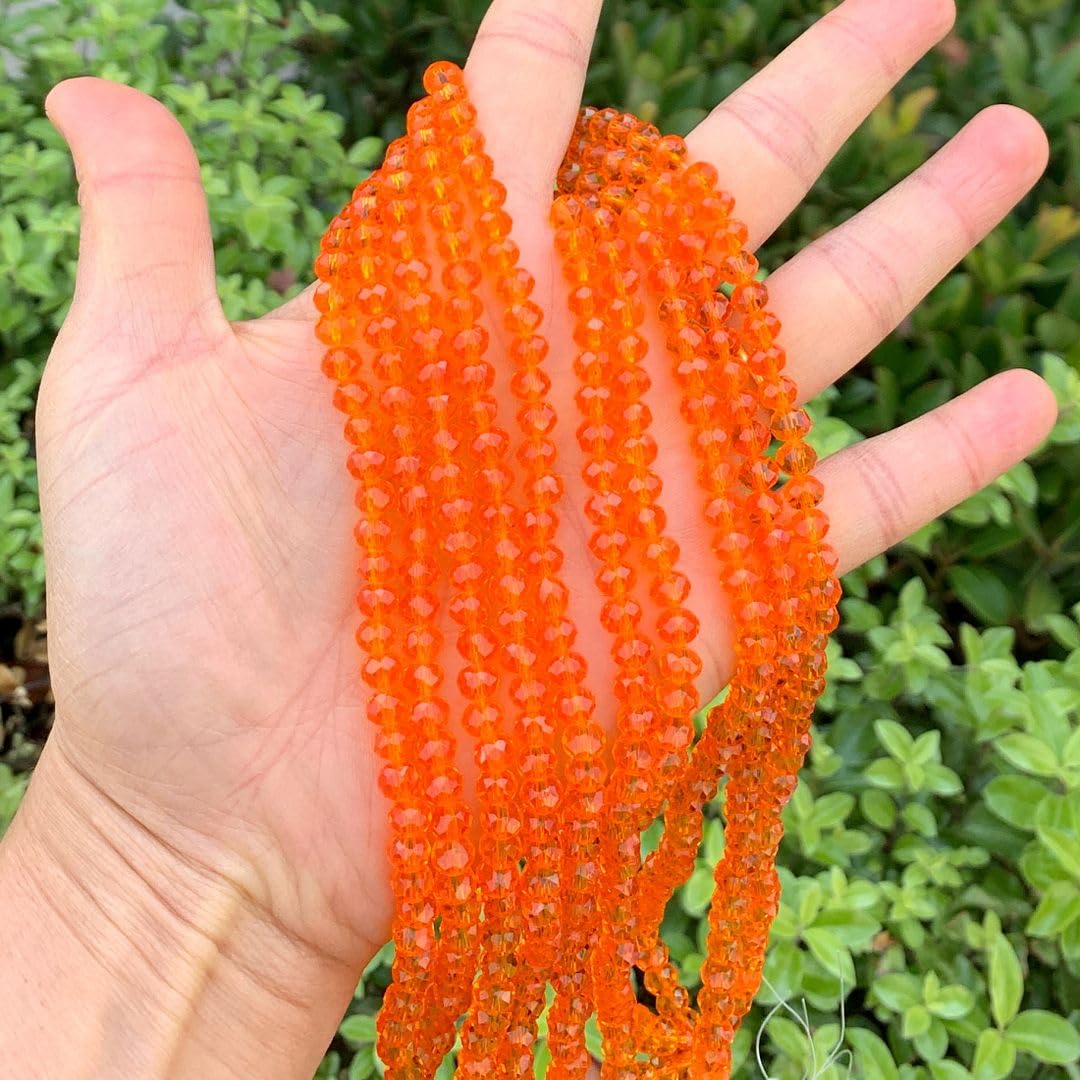 1000pcs Czech Faceted Rondelle Crystal Glass Loose Beads 6mm Spacer Bulk Sun (Orange) for DIY Craft Jewelry Making CCR612