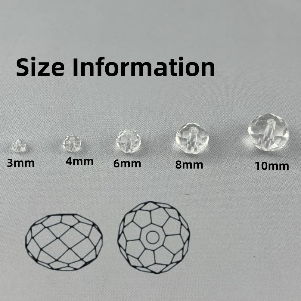 Pinhoollgo 400pcs 4mm Crystal Glass Beads Faceted Rondelle Glass Spacer Beads for Bracelets Necklace Pendants Earrings Key Chains Jewelry Making(Transparent)