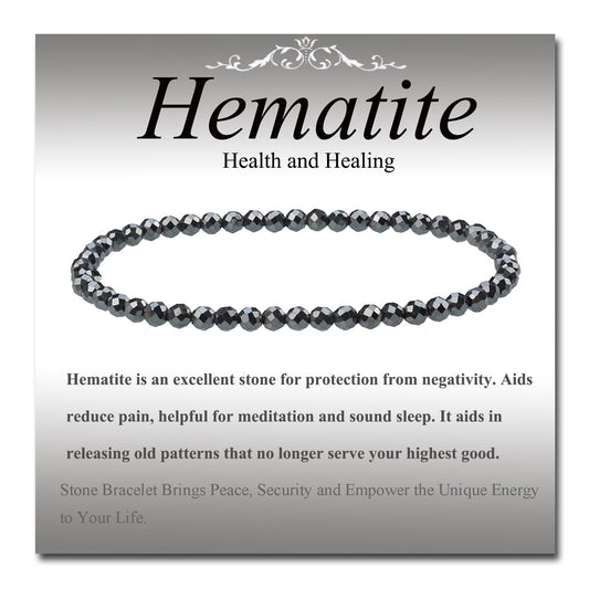 MASSIVE BEADS Natural Genuine Gemstone Beads Healing Crystal Chakra Reiki Jewelry Faceted Round Beads Bracelets (Hematite, 3mm)
