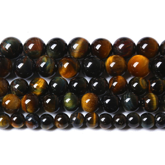 Yellow Blue Tiger Eye Beads Natural Stone Round Loose Beads Energy Gemstone Healing Power for Jewelry Making 10mm 38pcs 15"
