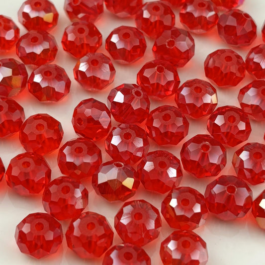YHYPOCI 200pcs 6mm Crystal Glass Beads for Crafts Faceted Rondelle Glass Beads for Jewelry Making Crystal Spacer Beads for Necklaces Bracelets Earrings DIY Craft(Red AB)