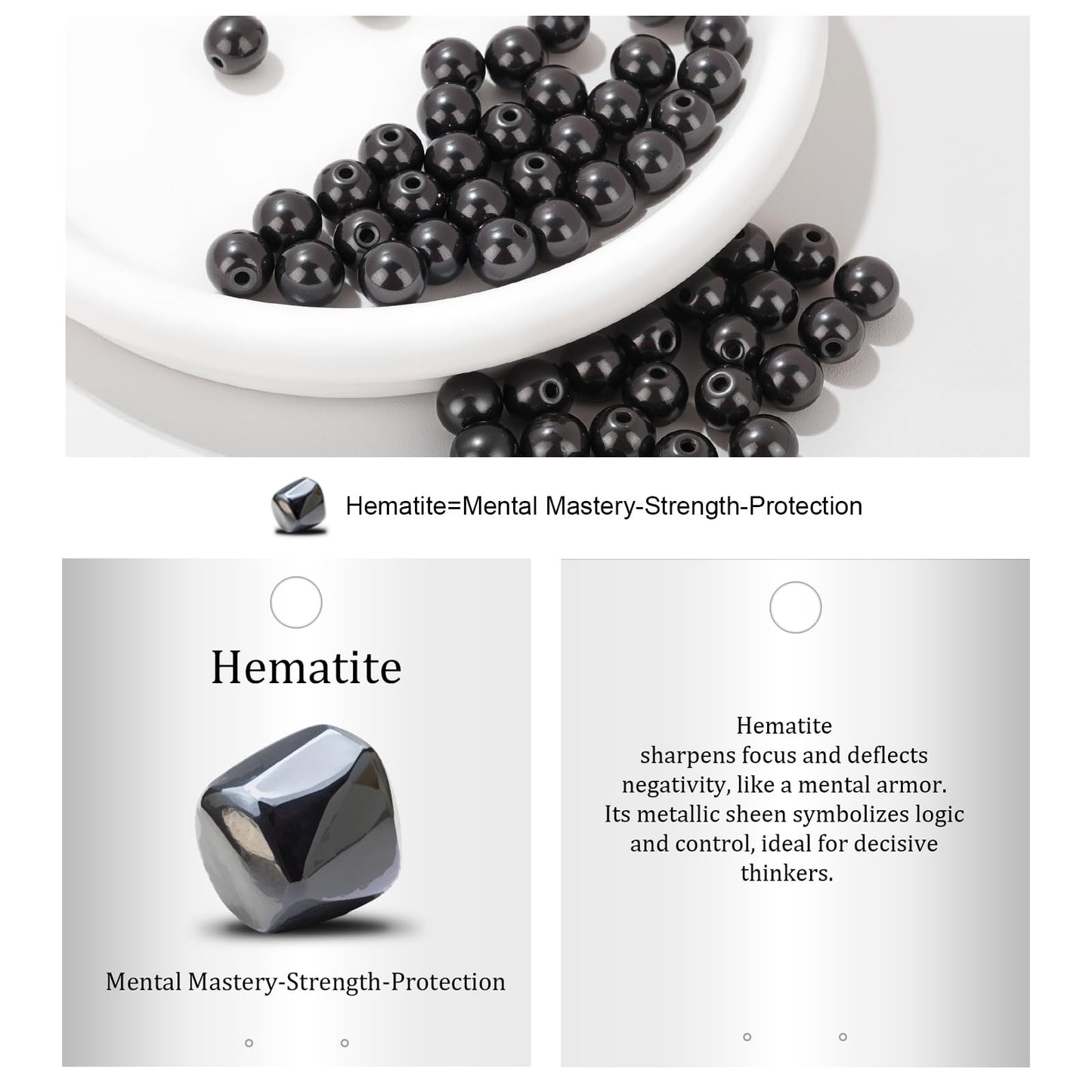 Vinswet 90pcs 4mm Hematite Natural Stone Beads Round Genuine Real Stone Beading Loose Gemstones DIY Smooth Bead for Bracelet Necklace Earrings Jewelry Making