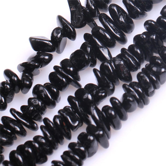 Black Tourmaline Beads for Jewelry Making Natural Semi Precious Gemstone 7x13mm Freeform Strand 15" JOE FOREMAN