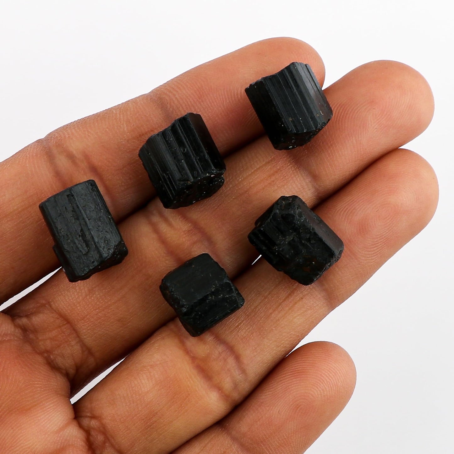 CRYSTALINES 5pcs, Natural Raw Black Tourmaline Gemstone, Untreated Crystals Rough Stone, DIY Crafting-Jewelry Making, Bulk Loose Supplies, Birthstone, Wire Wrapping, Gem Collection