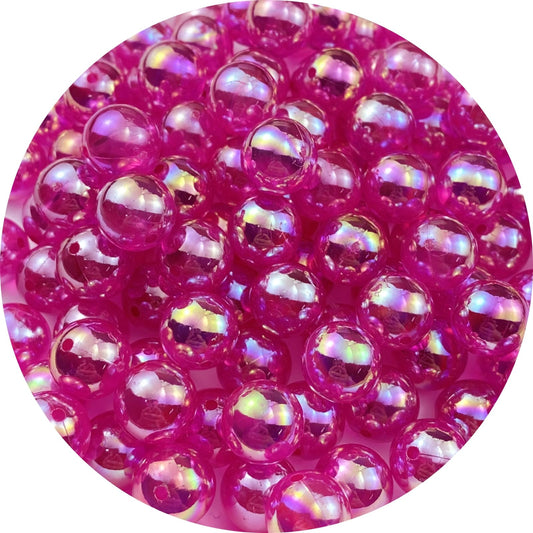 200pcs Acrylic Round Beads 10mm AB Colors Craft Beads Round Spacer Beads with Holes for Earring Bracelet Necklace Key Chains Jewelry Making(Hot Pink AB)